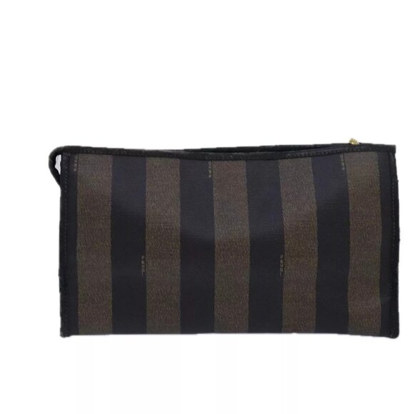 FENDI Pecan Canvas Clutch Bag Black Brown Auth - Picture 3 of 16